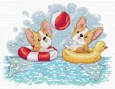Весёлое купание (15*20 см) (корги)